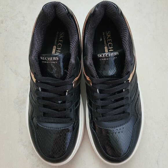 Skechers Court & Classics Paloma Lifted Glow Sneakers Y2K Black/Rose Gold Size 8 - Picture 8 of 11